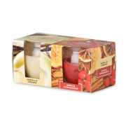 Emocio Sklo Vanilla Cream & Apple Cinnamon, vonná sviečka, 2 ks v krabičke, 65x63 mm