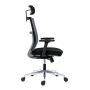 Kancelárska stolička Next s čiernym sedákom, operadlo sivá sieťovina