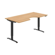 Pracovný stôl Motion Ergo, PO, 2S, 180x70,5-120,5x90 cm, dub/čierna