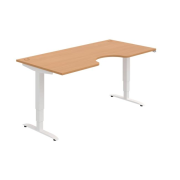 Pracovný stôl Motion Ergo, ZO, 3S, 180x61-128x90 cm, buk/biely