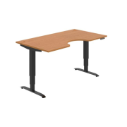 Pracovný stôl Motion Ergo, PO, 3S, 160x61-128x90 cm, jelša/čierna