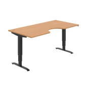 Pracovný stôl Motion Ergo, ZO, 3S, 180x61-128x90 cm, buk/čierna